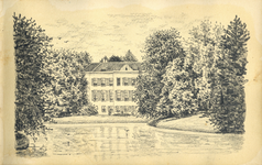 222070 Gezicht op de achtergevel van het kasteel Broekhuizen te Leersum.N.B. Blad uit het Schetsboek No. 5 van Th. ...